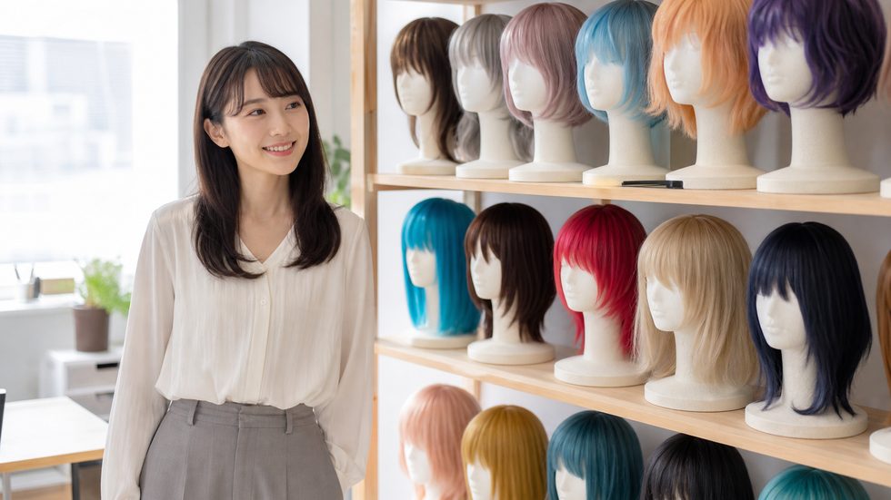 チャットレディ事務所のウィッグ無料レンタル棚(身バレ対策・変装用各種ウィッグ)