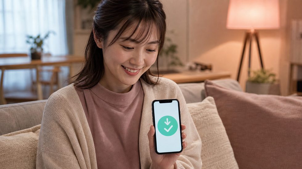 チャットレディの日払い振込が入ったスマートフォンの明細確認シーン