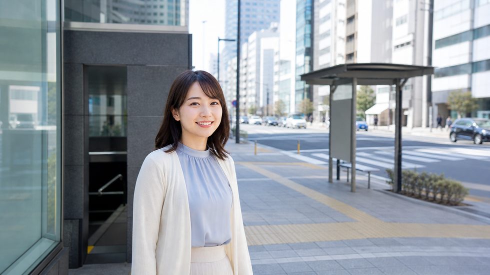 東新宿駅A2出口付近の風景(通勤路の安心感を示すイメージ)