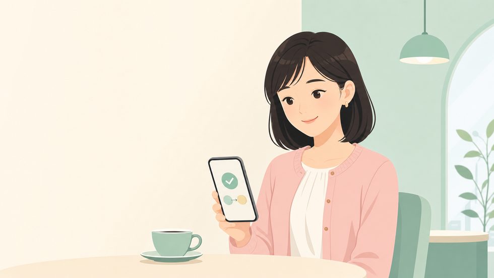 日払いのイメージ(振込通知を確認する様子)