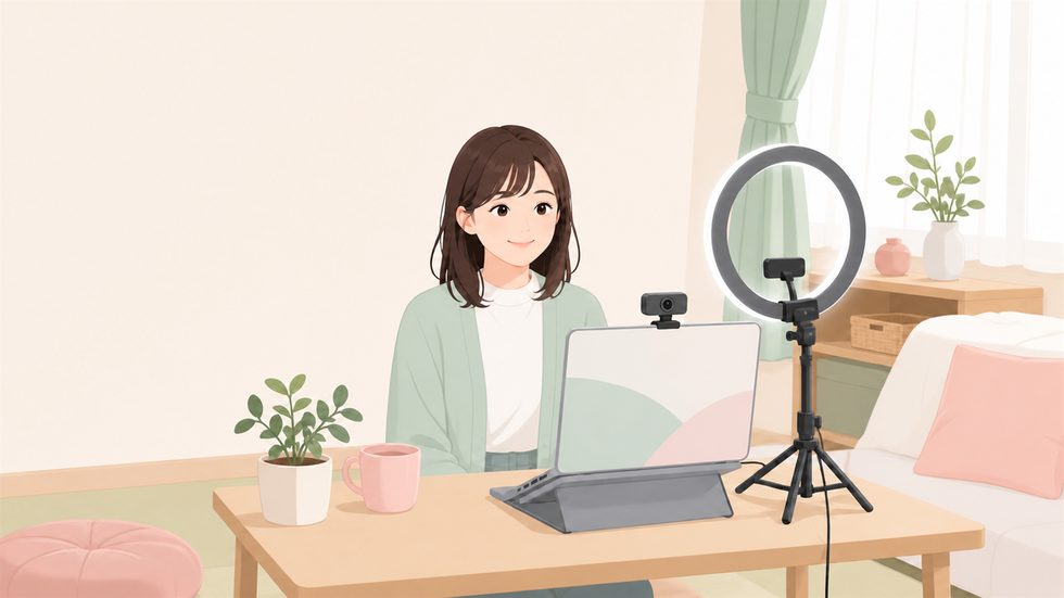 在宅チャットレディの配信環境セットアップ(リングライト・ウェブカメラ・自宅デスク)