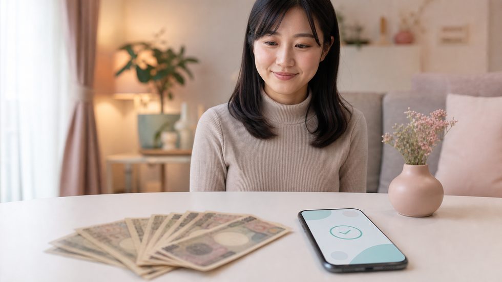 チャットレディの日払い振込イメージ(稼働当日分の報酬を振込で受け取るイメージ)