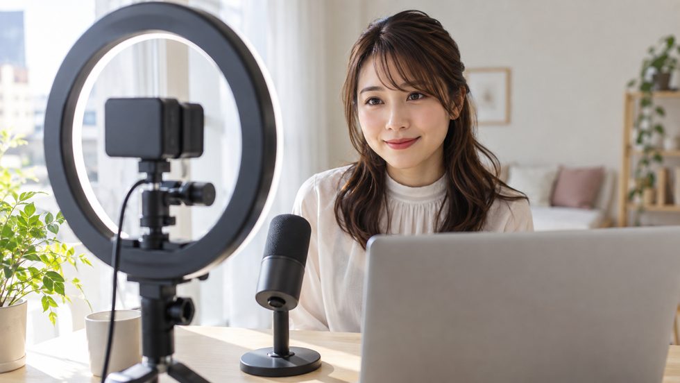 チャットレディ配信機材のリングライトとカメラのセットアップ