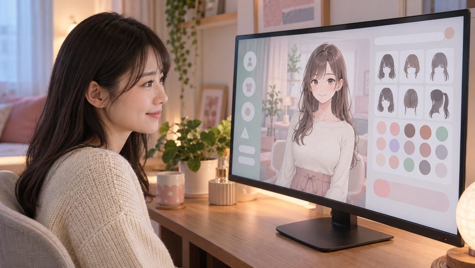 FANZAバーチャルチャットのアバター作成画面（顔出しなし配信）