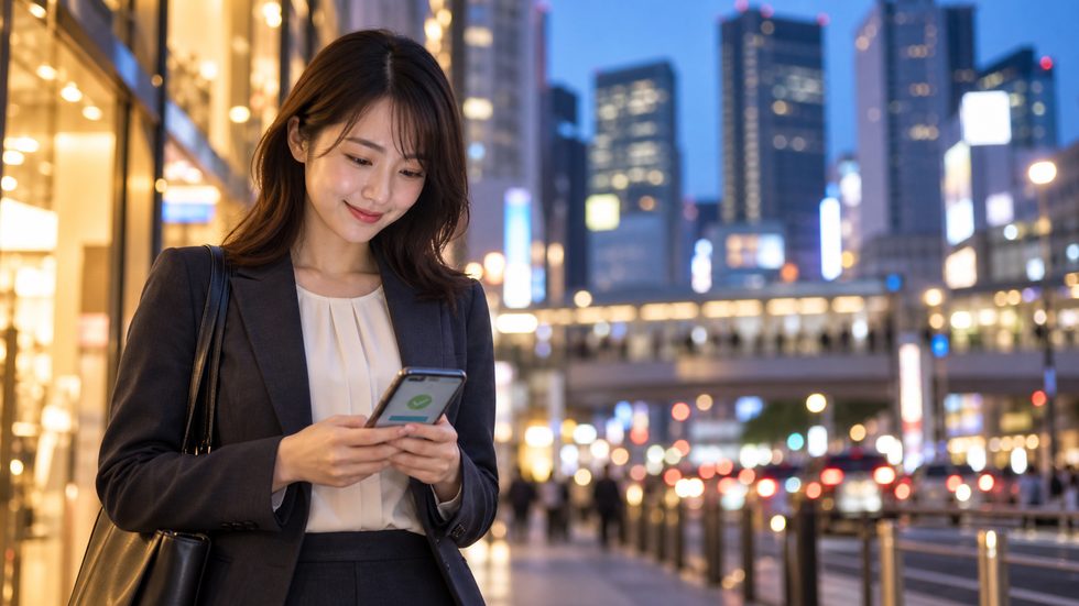 チャットレディ副業の報酬明細を確認するOL(スマホ画面・日払い振込)