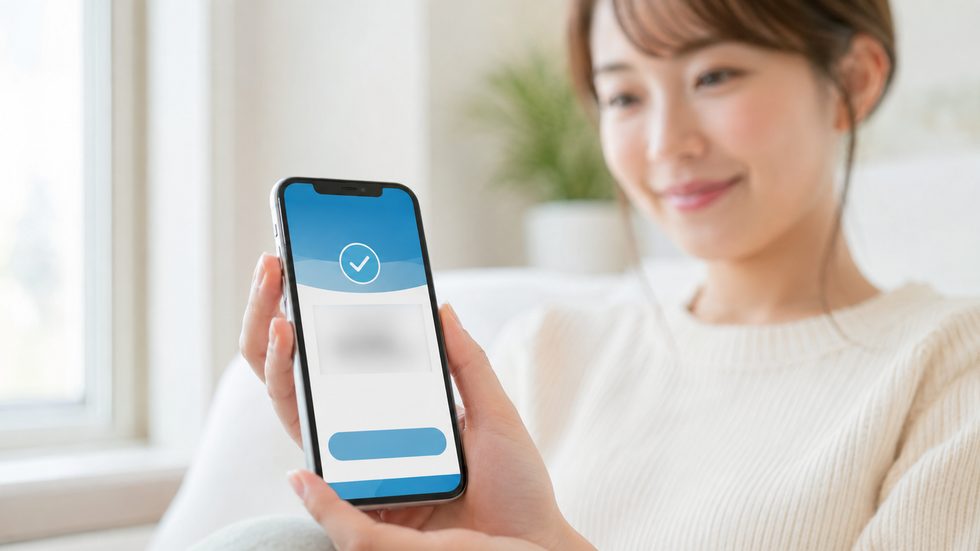 日払い報酬の銀行振込通知を確認するスマートフォン画面