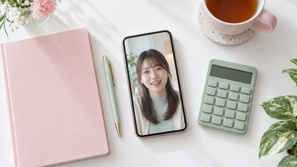 リラックスした雰囲気で会話するチャットレディの配信シーン