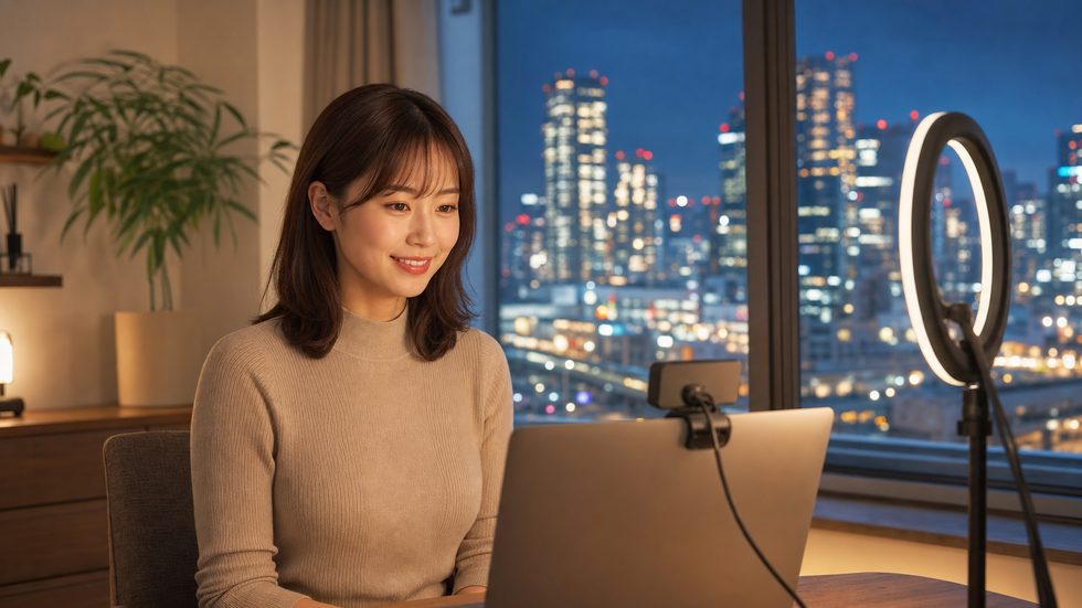 在宅でチャットレディ配信をする機材セット(パソコン・Webカメラ・リングライト)