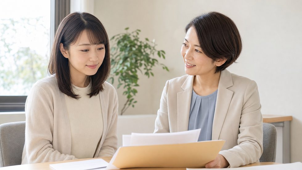税理士に確定申告の相談をしている様子
