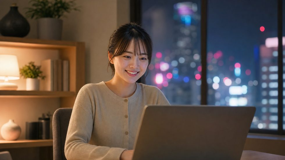 確定申告を無事に終えて安心している女性