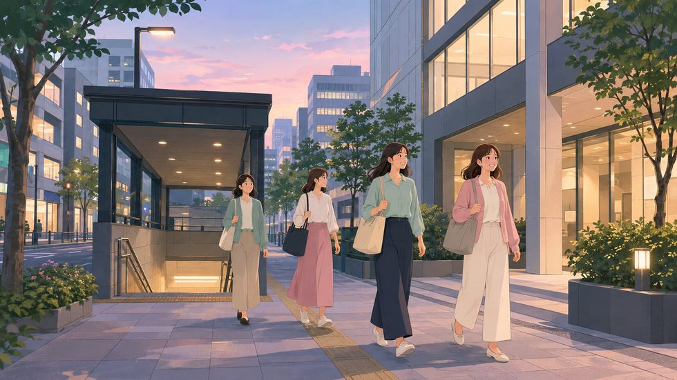 東京メトロ副都心線・東新宿駅A2出口付近の通勤風景（新宿のチャットレディ事務所へ）