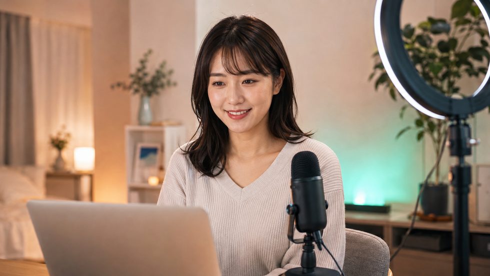 在宅チャットレディの配信機材セットアップ(リングライト・パソコン)