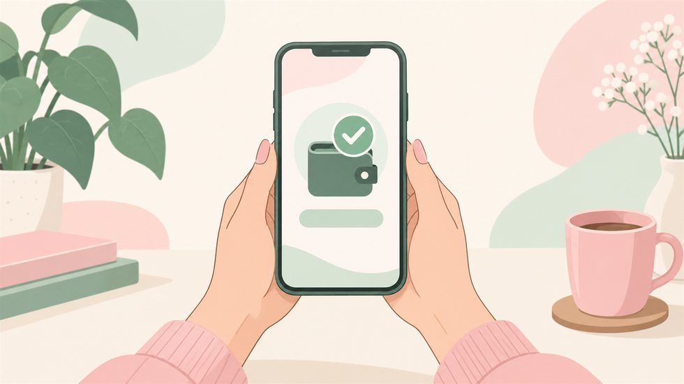 スマホで日払い報酬を確認する女性の手元
