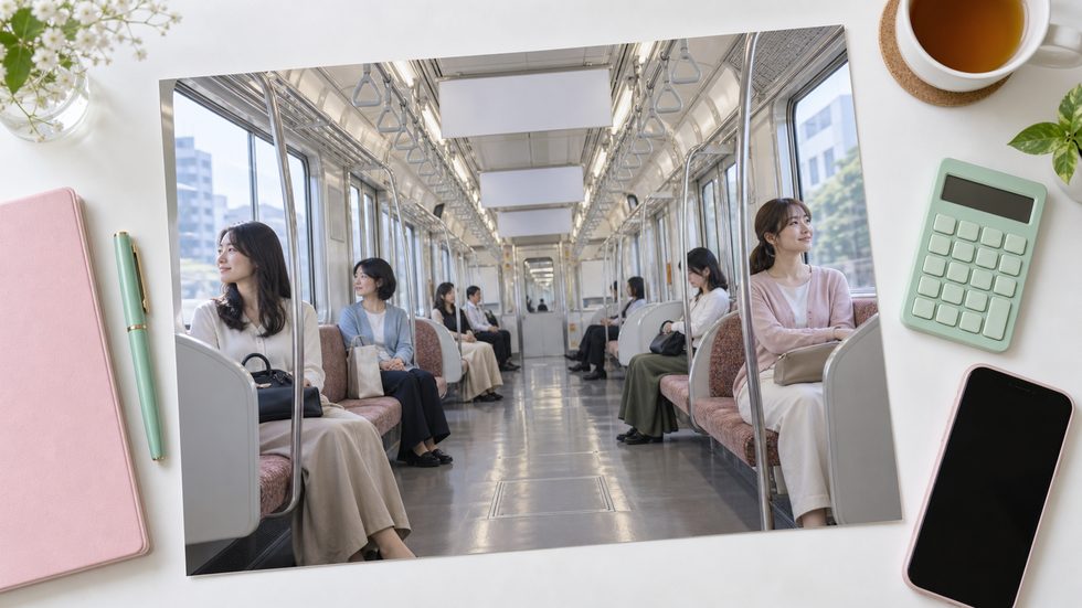 副都心線の車両内部（渋谷から東新宿への通勤イメージ）