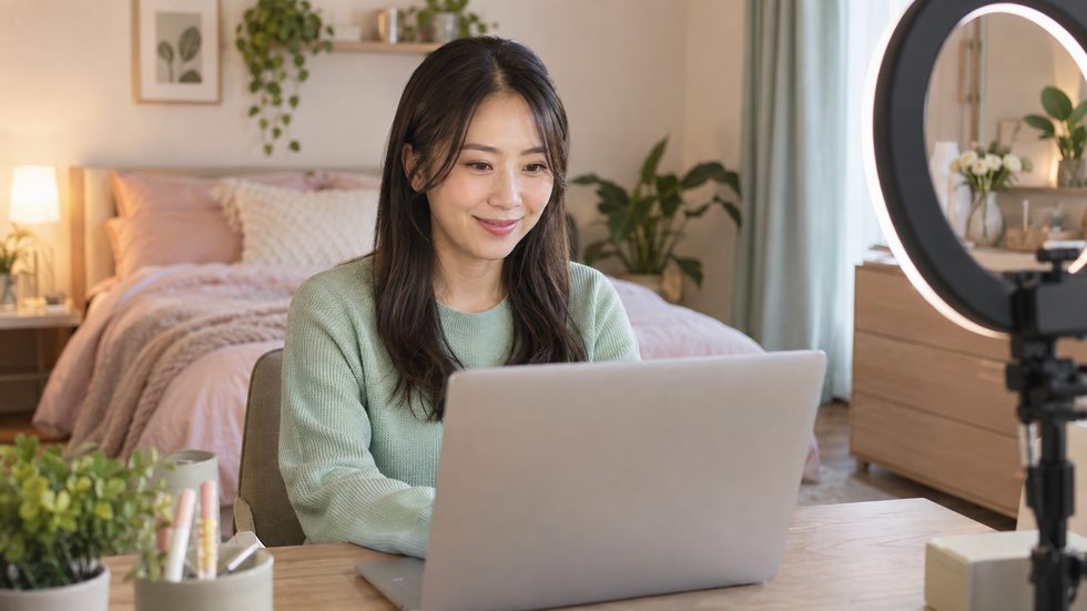 在宅チャットレディの配信環境セットアップ(自宅・リングライト)