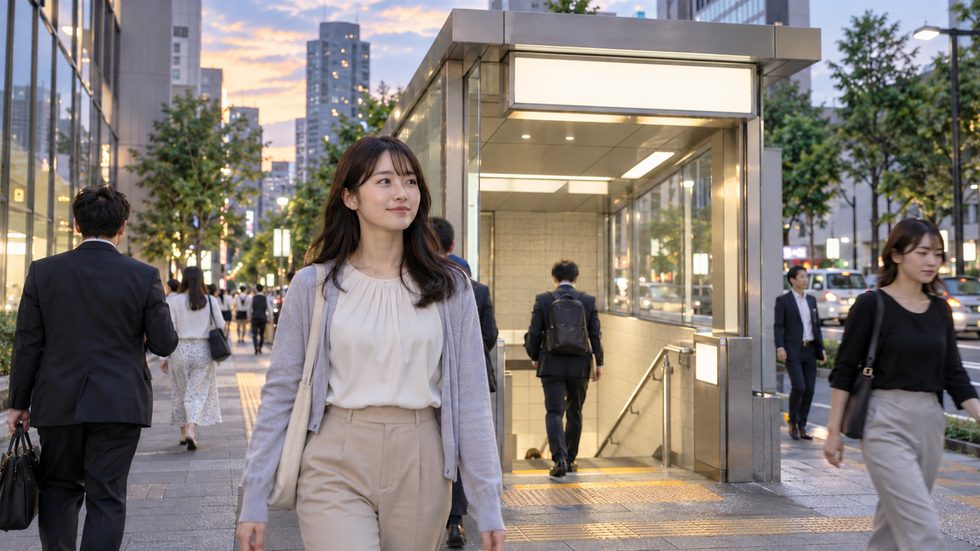 東新宿駅A2出口付近の通勤風景（新宿のチャットレディ事務所まで徒歩1分）