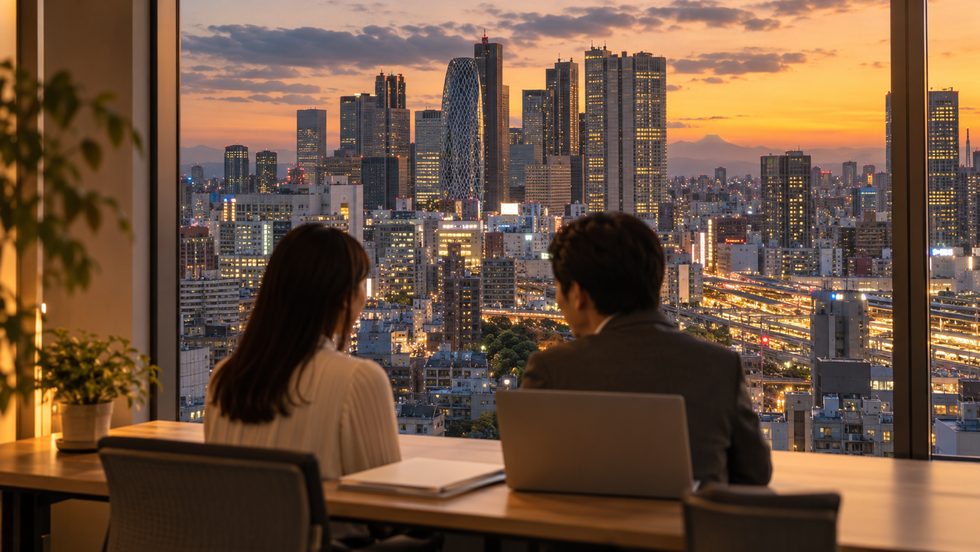 税理士に確定申告の相談をするイメージ(机の上の書類とノートパソコン)