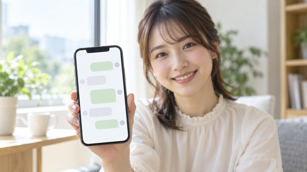 スマホの公式LINEで事務所に相談するイメージ