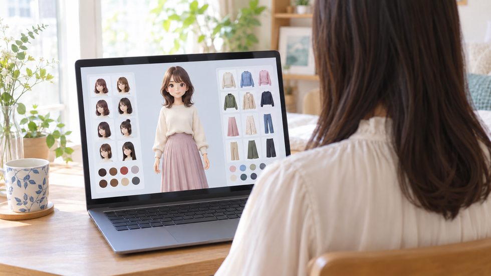 バーチャルチャットで使う2D・3Dアバターのキャラクター作成画面のイメージ