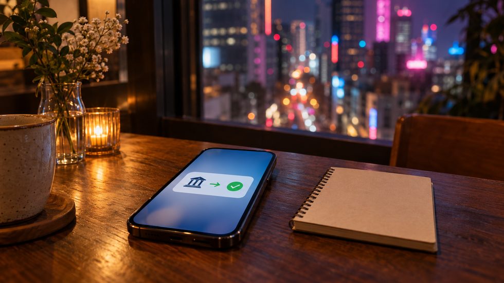 日払いの振込明細をスマートフォンで確認するイメージ