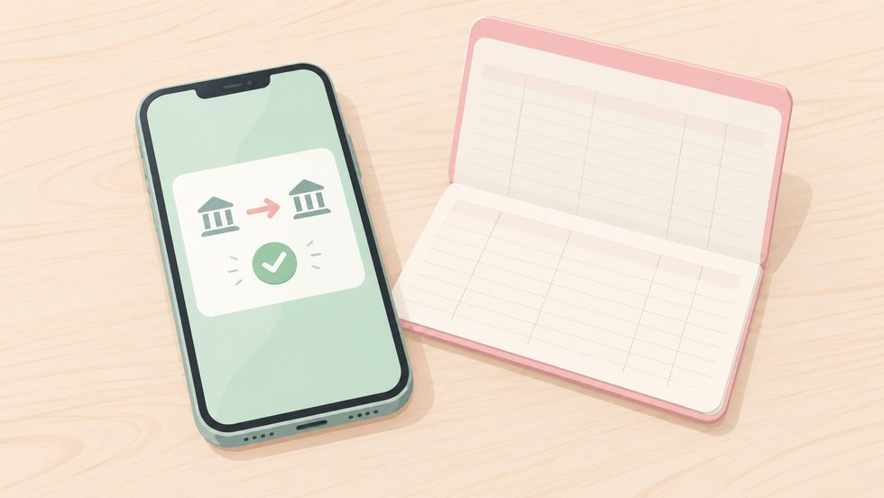 チャットレディの日払いのイメージ（スマホの振込通知と通帳）