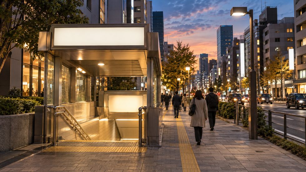 東新宿駅周辺の夕方の通勤風景（新宿のチャットレディ事務所の最寄り）